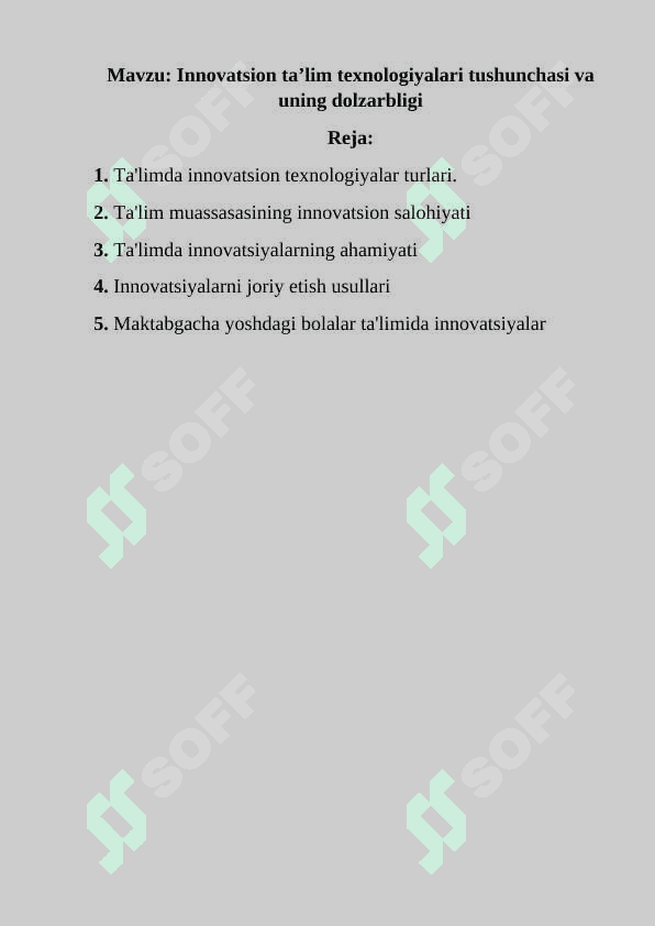 Innovatsion ta’lim texnologiyalari tushunchasi va uning dolzarbligi 2