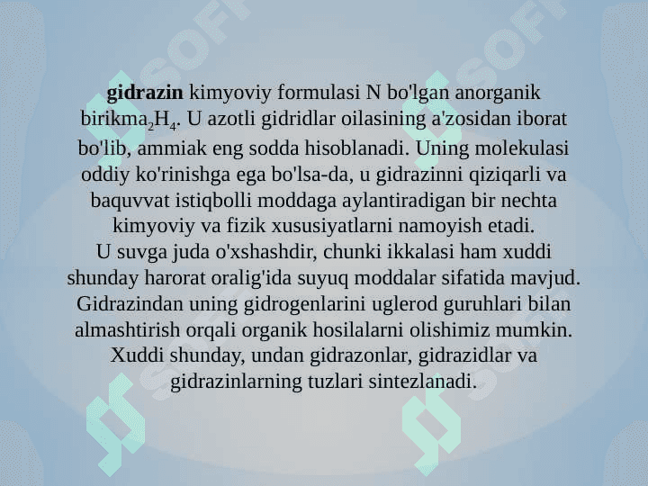 NITRID GIDROZIN GIDROKSILAMIN AZOT KISLOTASI 2