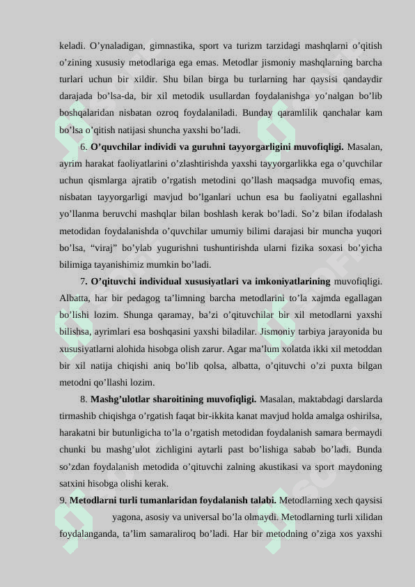 JISMONIY TARBIYA MASHG’ULOTLARIDA QO’LLANILADIGAN JISMONIY TARBIYA METODLARI. 6