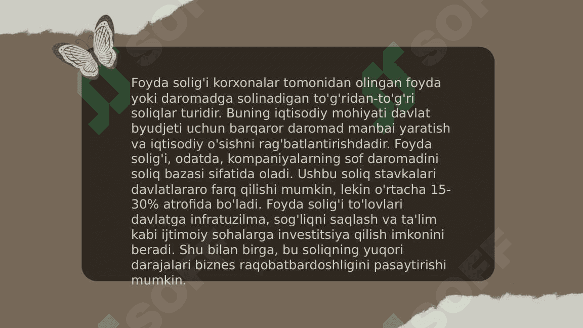 Foyda solig'ining iqtisodiy mohiyati va  joriy etish bosqichlari. 4