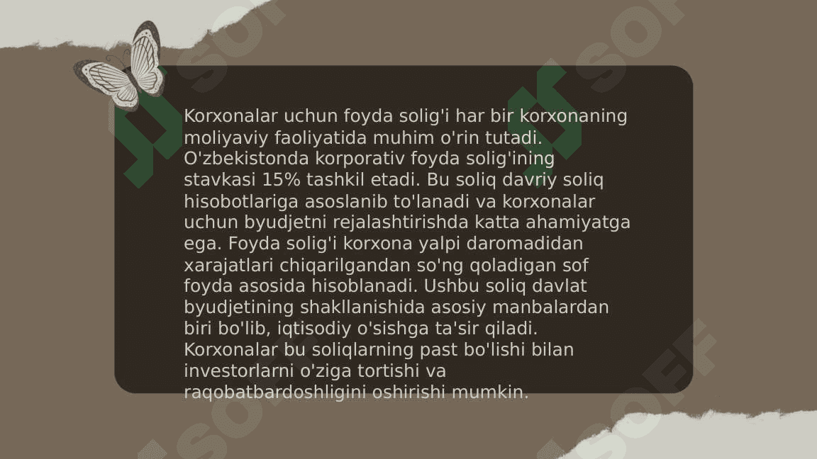 Foyda solig'ining iqtisodiy mohiyati va  joriy etish bosqichlari. 7