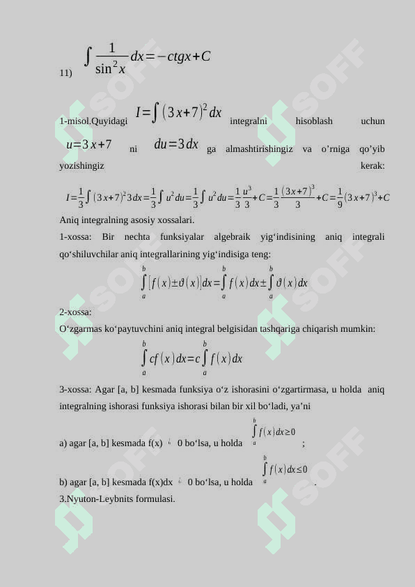 ANIQMAS INTEGRALGA DOIR INDIVIDUAL TOPSHIRIQLAR YECHISH 4