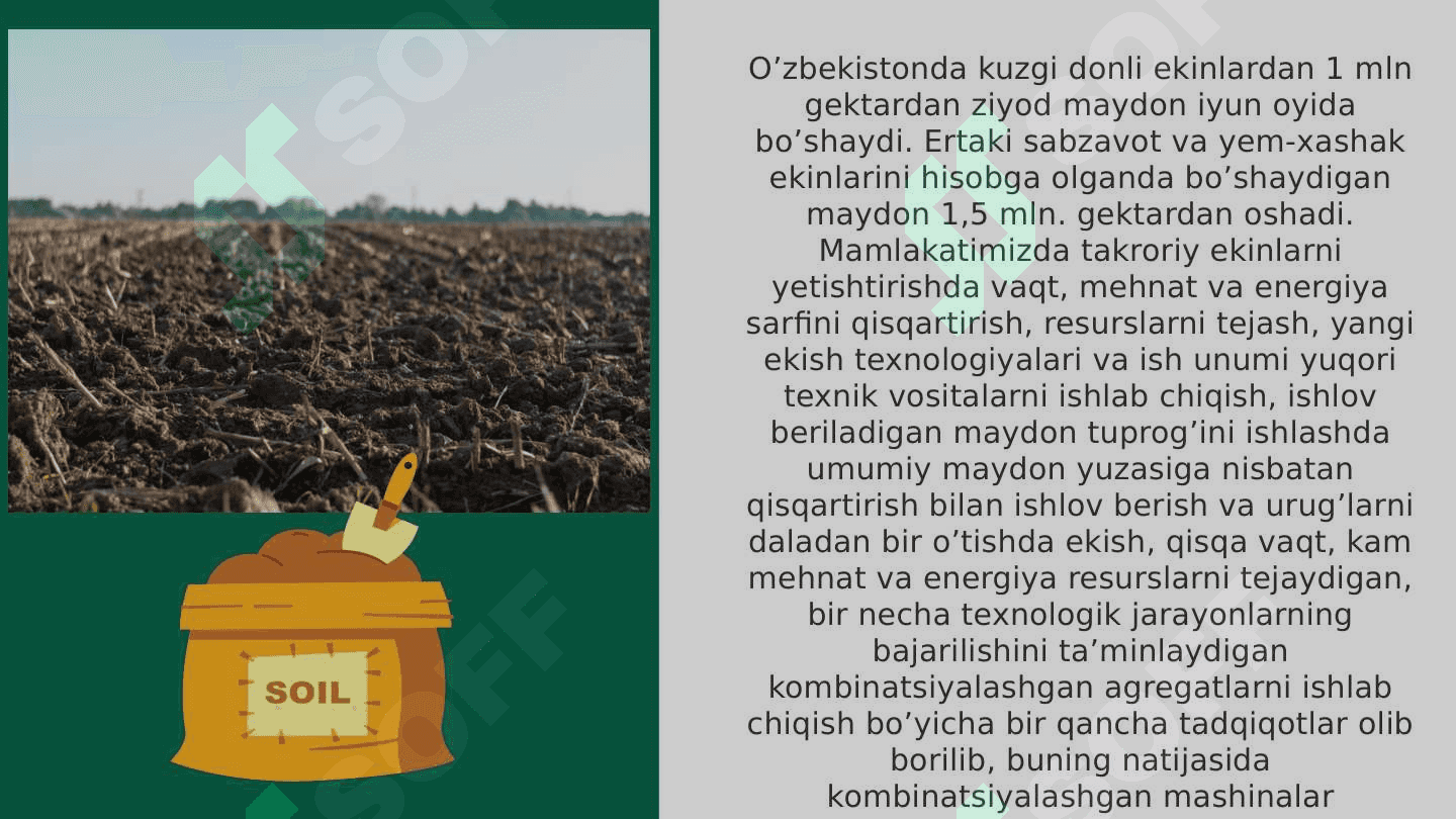 Tuproq yuzasiga asosiy ishlov berish mashina turlari va vazifasi, tuzilishi, texnologik jarayonlar 4