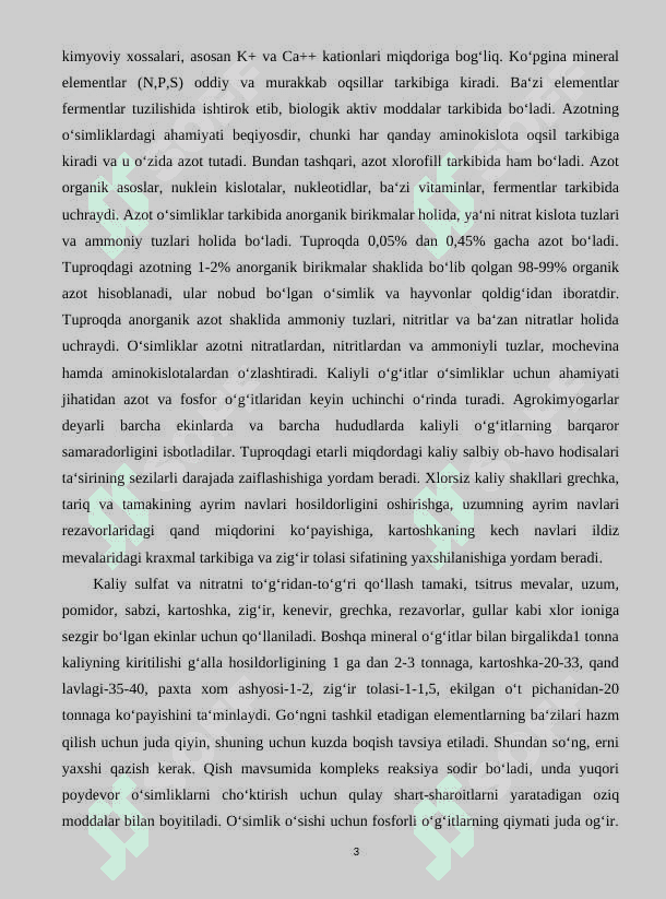 O‘simliklarning kimyoviy tarkibi va oziqlanishi 3