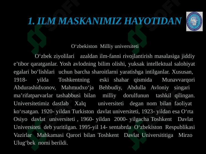 ILM MASKANIMIZ HAYOTIDAN. 3
