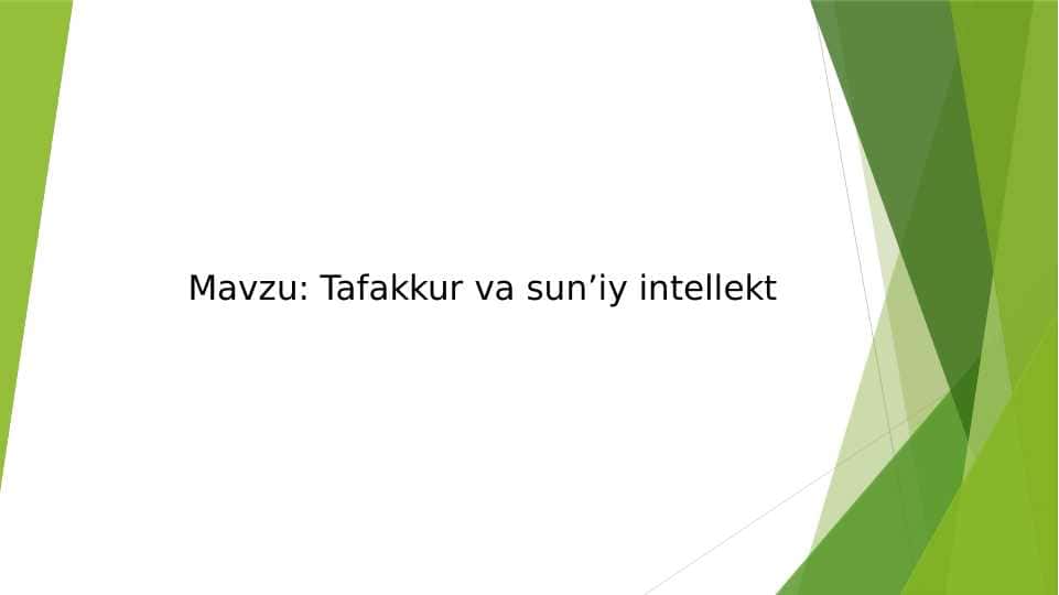 Tafakkur va sun’iy intelekt masalasi