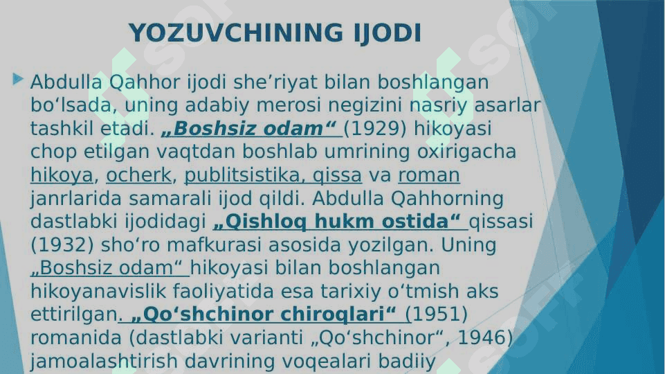 XX ASR O‘ZBEKADABIYOTINING TIL XUSUSIYATLARI ABDULLA QAHHOR IJODI MISOLIDA 7