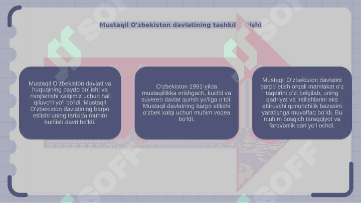 Mustaqil òzbekiston davlati va huquqining paydo bòlishi va rivojlanishi 5