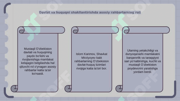 Mustaqil òzbekiston davlati va huquqining paydo bòlishi va rivojlanishi 6