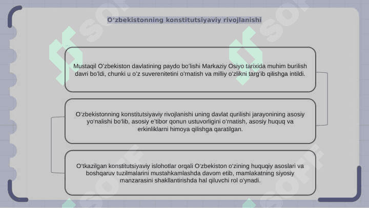 Mustaqil òzbekiston davlati va huquqining paydo bòlishi va rivojlanishi 7