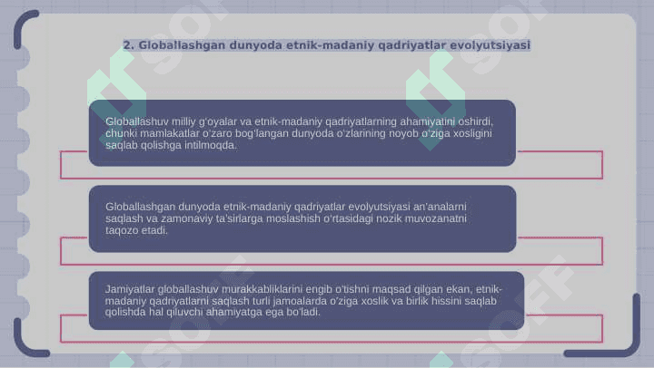Globallashuv-milliy gʻoya va etnomadaniy qadriyatlarga ehtiyojni kuchayishi 4