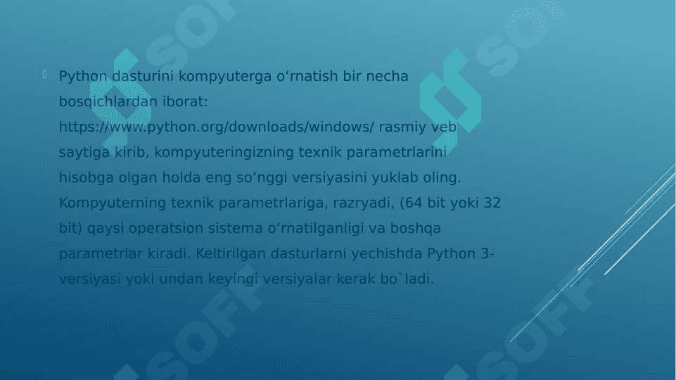 PYTHONDA  MASALALAR YECHISH, CHIZIQLI  DASTURLAT  YARATISH 3