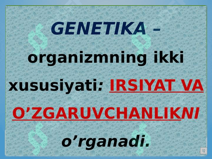 Genetikaning asosiy tushunchalari 2