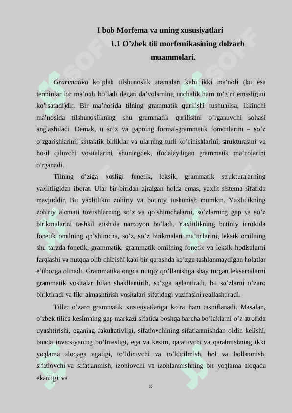 O’zbek tilshunosligida morfema va qo’shimcha munosabatlar 8