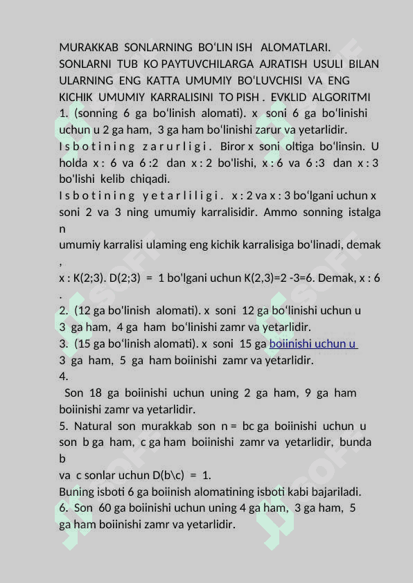 Murakkab songa bo`linish alomati 3