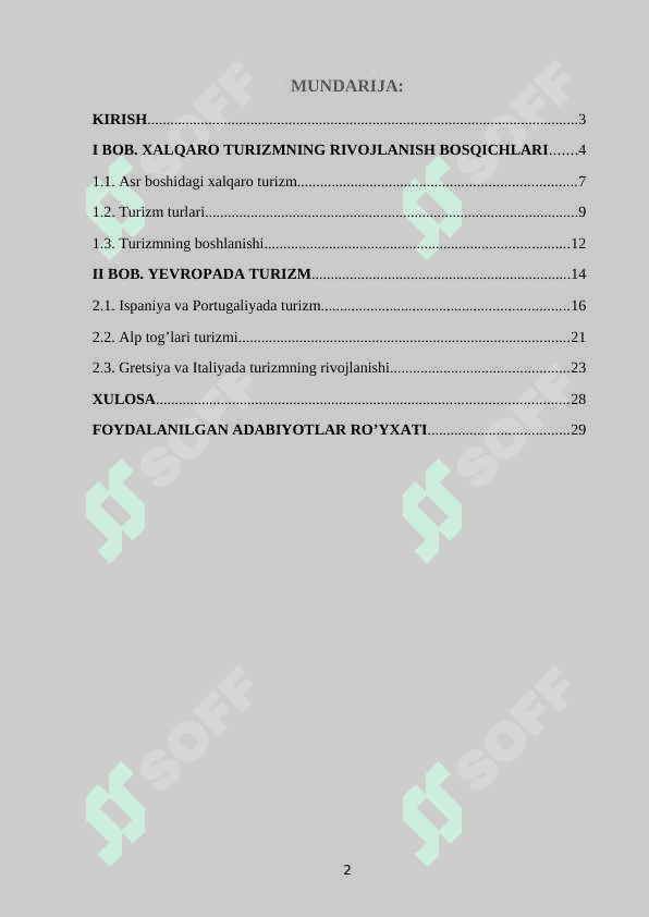 Yevropaning turizm rivojlangan davlatlari geografiyasi 2