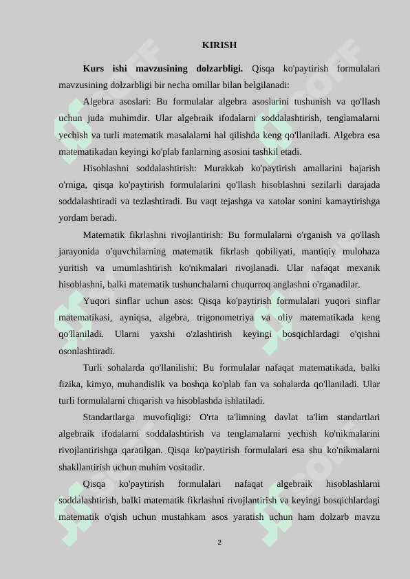 QISQA KO‘PAYTIRISH FORMULALARINING NAZARIY VA AMALIY ASOSLARI 2