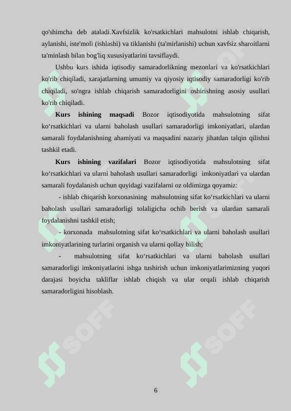 Mahsulotning sifat koʻrsatkichlari va ularni baholash usullari 6