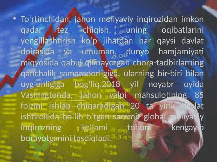 Jahon moliyaviy inqirozlari va ularning jahon iqtisodiyotiga ta'siri 4