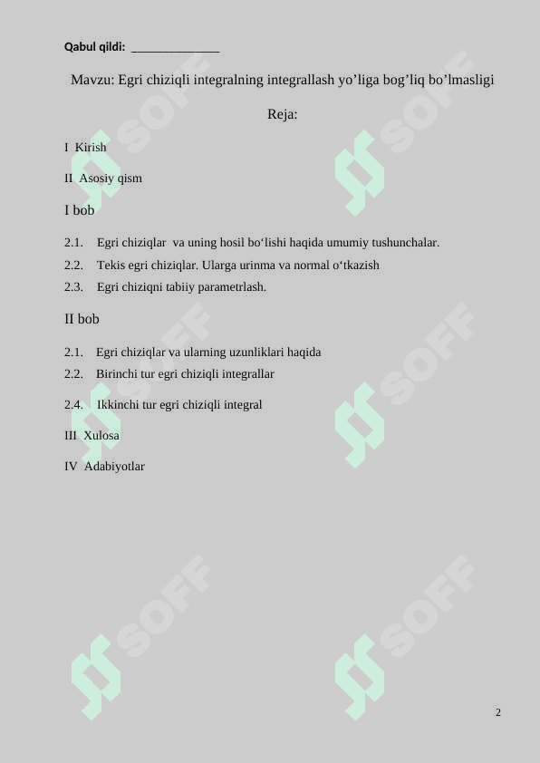 Egri chiziqli integralning integrallash yo’liga bog’liq bo’lmasligi 2