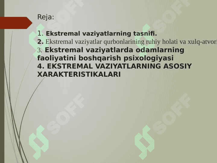 Ekstrimal vazyatlar tasnifi . Ekstrimal vazyatlarning subyektlari egasi 2