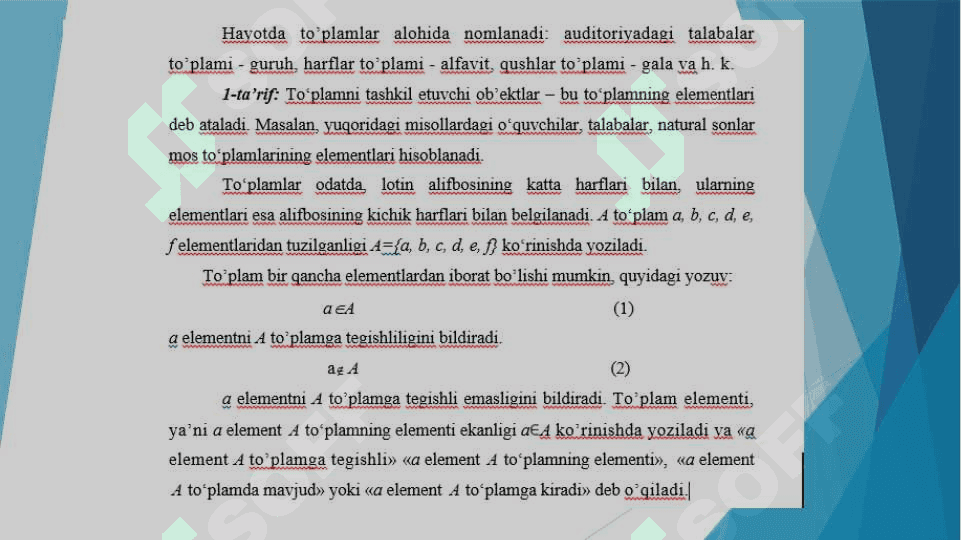 Chekli va Cheksiz to'plamlar. 4