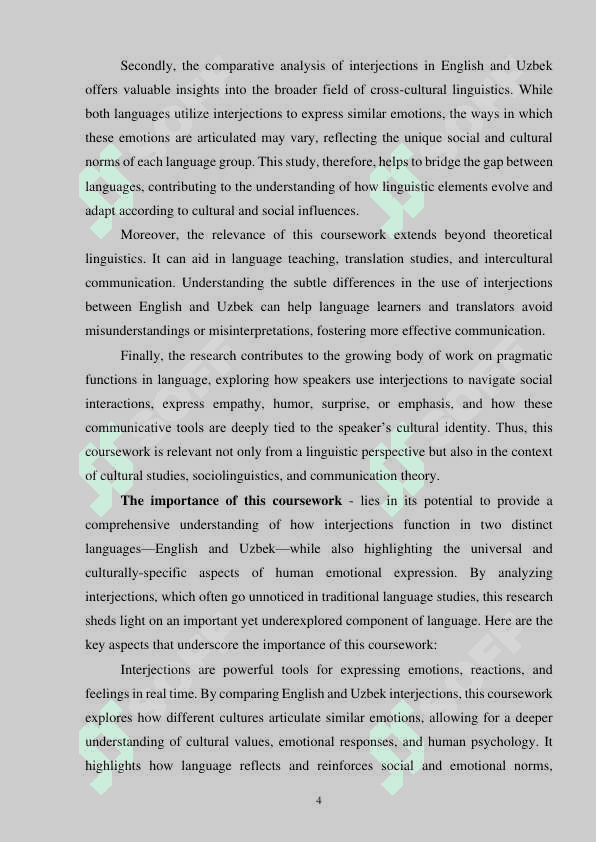 Comparative analysis of interjections in English and Uzbek 4