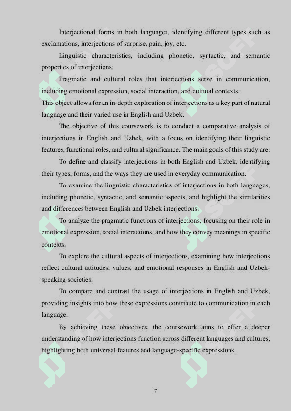Comparative analysis of interjections in English and Uzbek 7