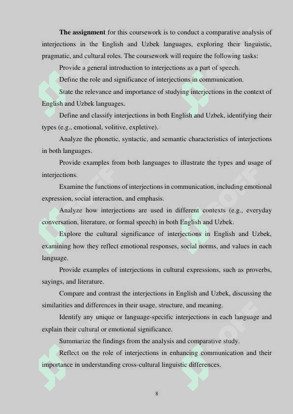 Comparative analysis of interjections in English and Uzbek 8