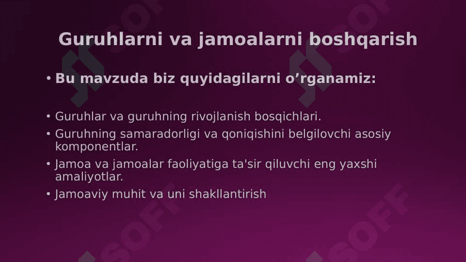 Guruhlarni va jamoalarni boshqarish 2