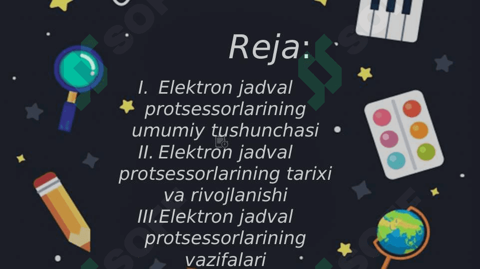 Elektron jadval protsessorlari,ularning vazifasi va imkoniyatlari 2