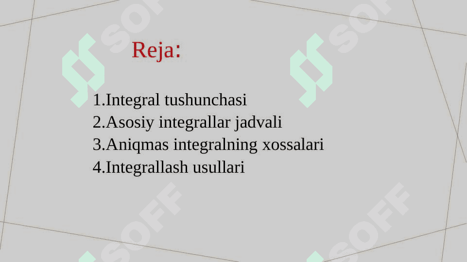 Integral hisobning asosiy qoidalari 2