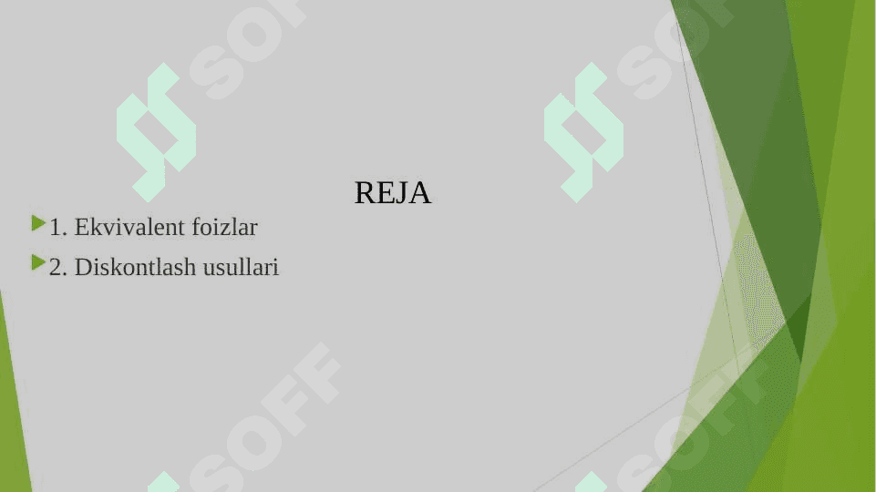 Ekvivalent foizlar. Diskontlash usullari 2