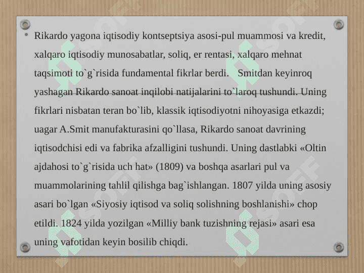 D.Rikardoning iqtisodiy talimoti 3