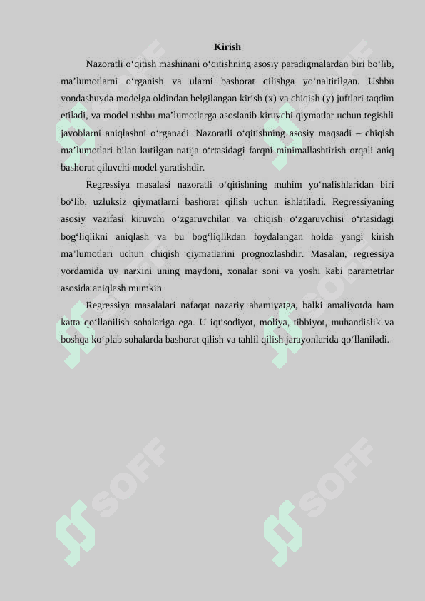 Nazoratli o‘qitishda regressiya masalasi amaliyoti 3
