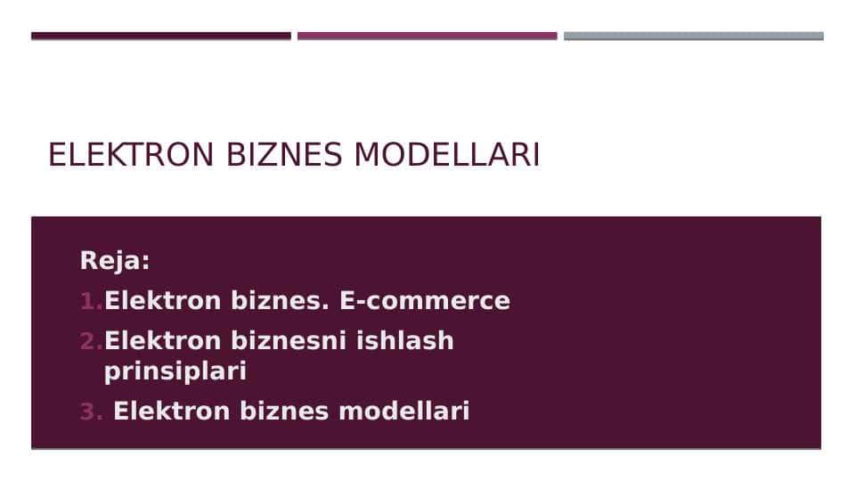 Elektron biznes modellari