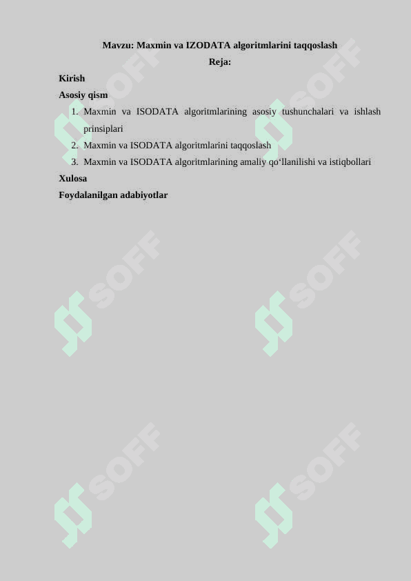Maxmin va IZODATA algoritmlarini taqqoslash 2