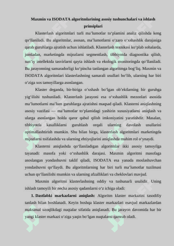 Maxmin va IZODATA algoritmlarini taqqoslash 4