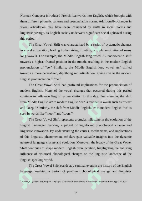 The Great vowel shift and its influence on modern English 7