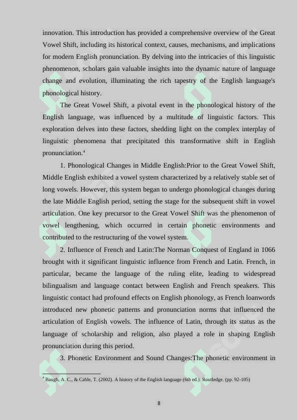 The Great vowel shift and its influence on modern English 8