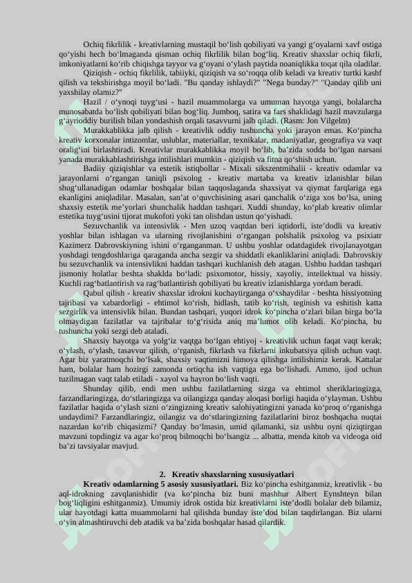 TASVIRLASh. KREATIV ShAXS TAVSIFI 2