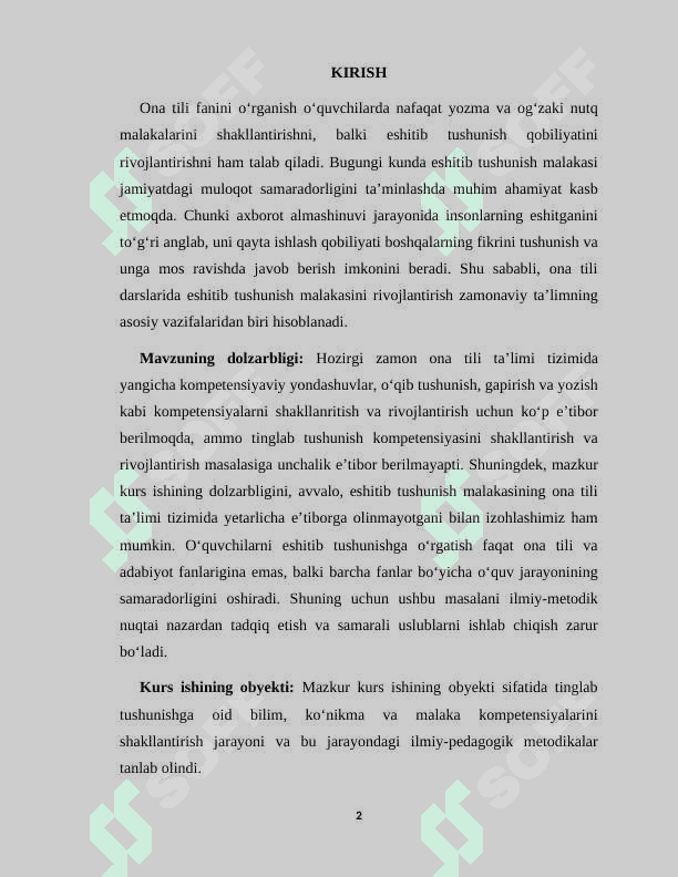 Ona tili darslarida o‘quvchilarning eshitib tushunish malakasini shakllantirish (metodikasi) 2