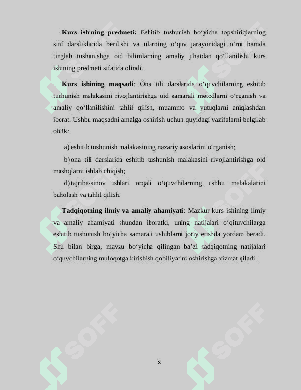 Ona tili darslarida o‘quvchilarning eshitib tushunish malakasini shakllantirish (metodikasi) 3
