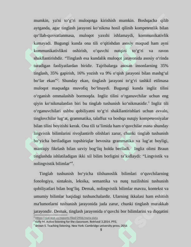 Ona tili darslarida o‘quvchilarning eshitib tushunish malakasini shakllantirish (metodikasi) 5