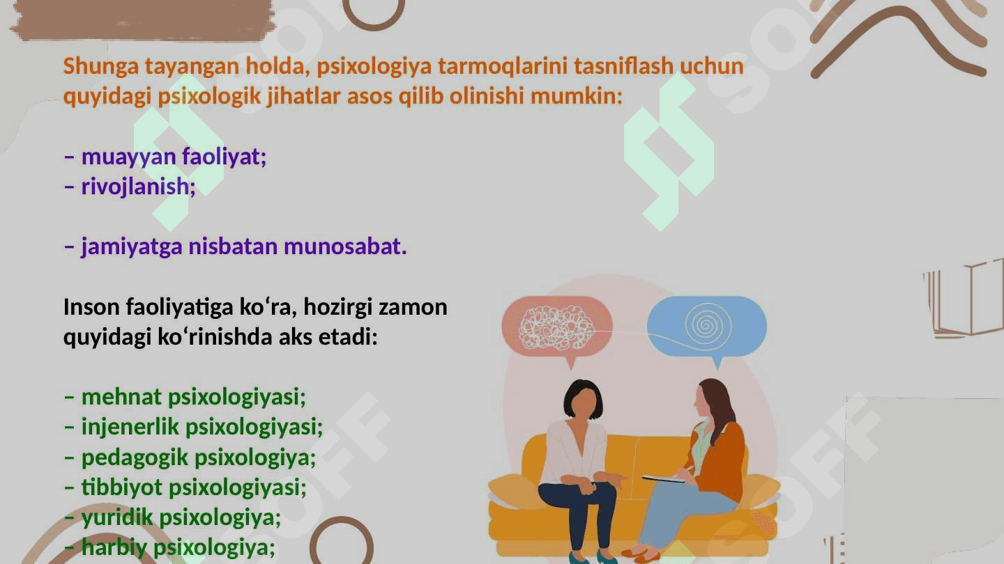 Hozirgi zamon psixologiya fanining tuzilishi va 
boshqa fanlar bilan bog‘liqligi 3