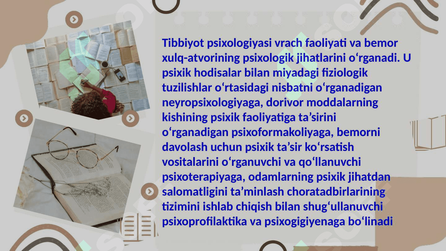 Hozirgi zamon psixologiya fanining tuzilishi va 
boshqa fanlar bilan bog‘liqligi 8
