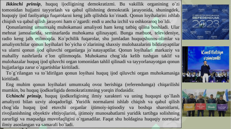 Huquq ijodkorligi tushunchasi, turlari, prinsiplari 4