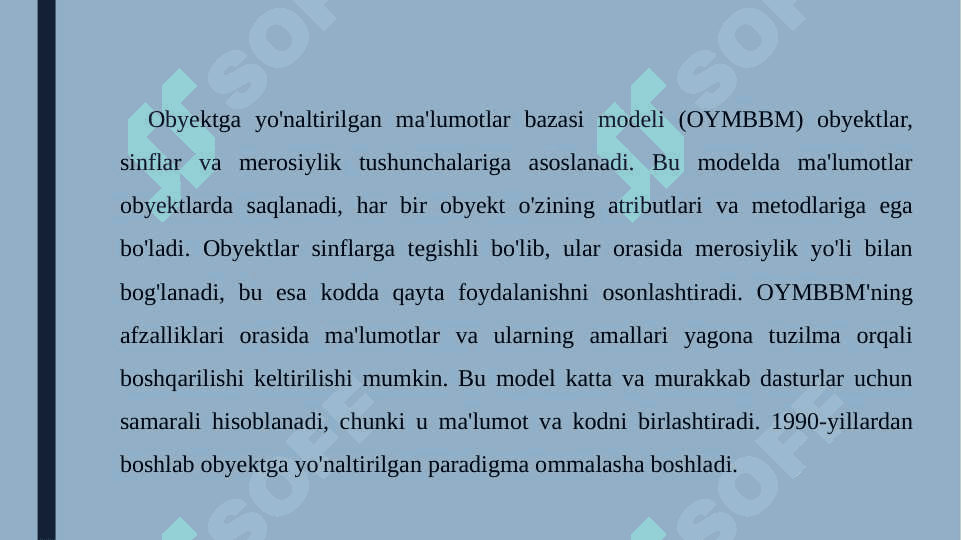 Obyektga yo‘naltirilgan ma’lumotlar bazasi 4