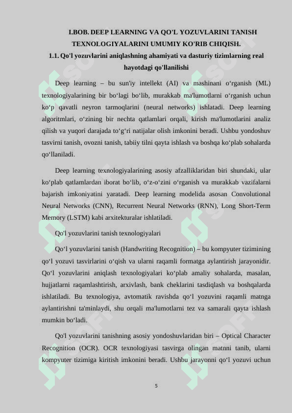 DEEP LEARNING DAN FOYDALANIB QO’L YOZUVLARINI ANIQLASH DASTURINI YARATISH 5
