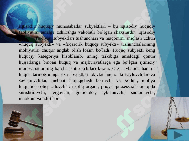 IQTISODIY HUQUQIY MUNOSABATLAR SUBYEKTLARI 3